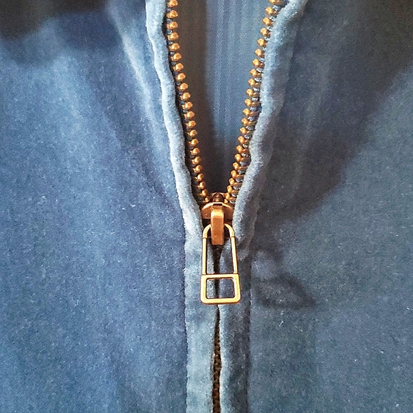 NWT New Brixton Utopia Zip Front Velvet Jacket in Sapphire Color Size Small - Picture 9 of 12